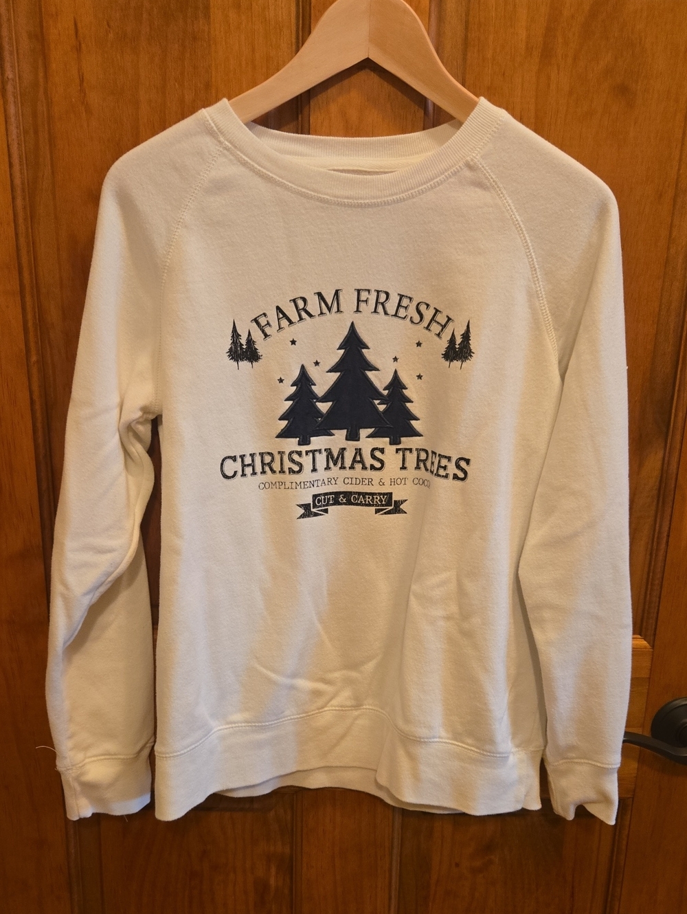 White 'Farm Fresh Christmas Trees' Graphic Sweatshirt